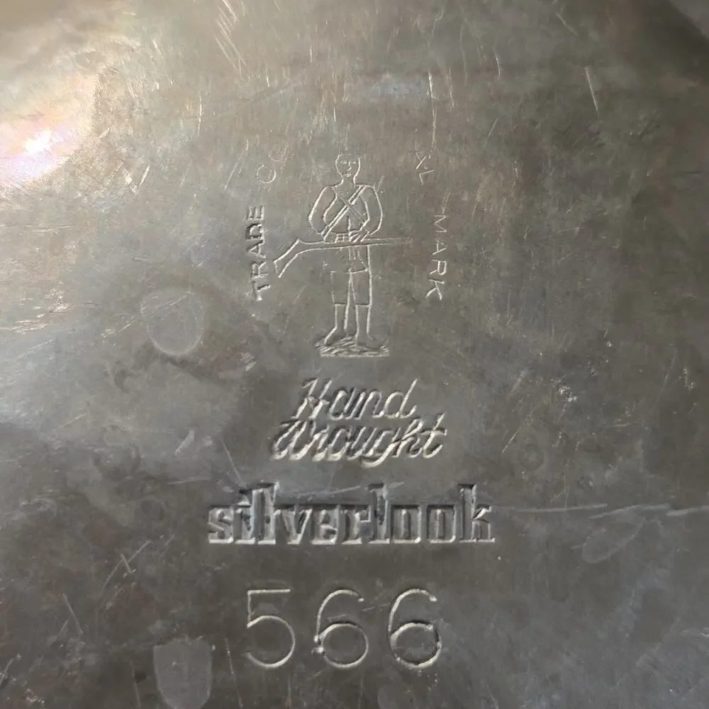 Continental Hand Wrought Tray Aluminum Chrysanthemum Trade Mark 566 Vintage
